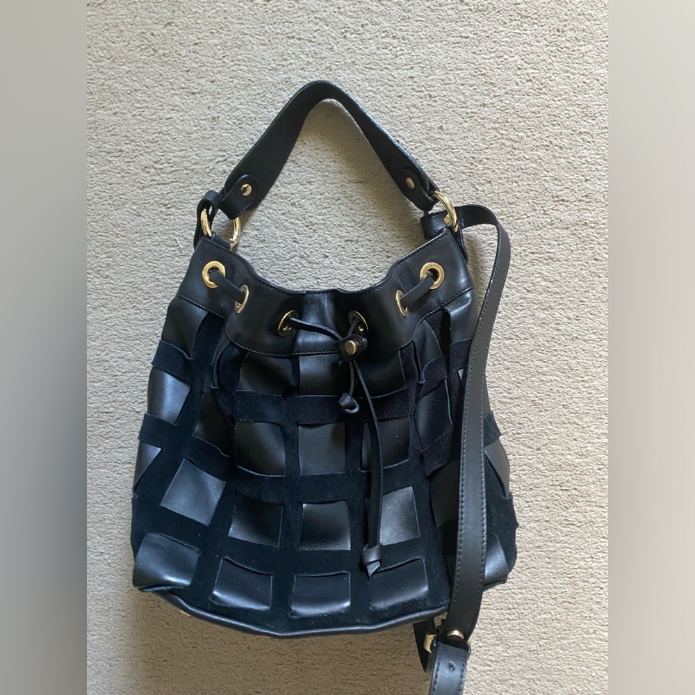 Italian leather bucket bag black